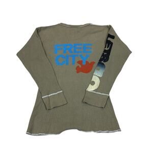 Free City Let's Go Dove Thermal Waffle Shirt Women's Medium Retro Grunge Indie